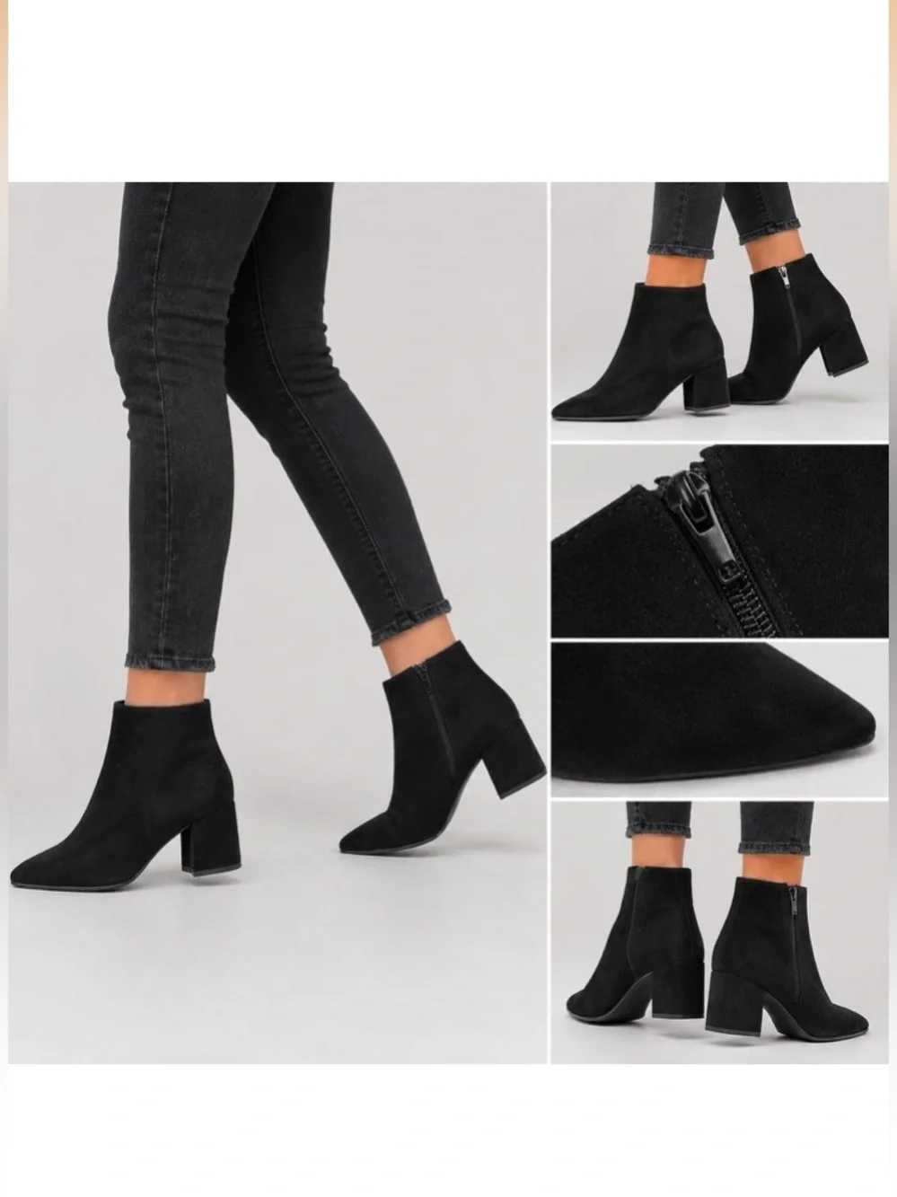 NWB X2B NESSA 1 FAUX SUEDE POINTED TOE BLOCK HEEL ANKLE BOOTS VEGAN SIZE 10